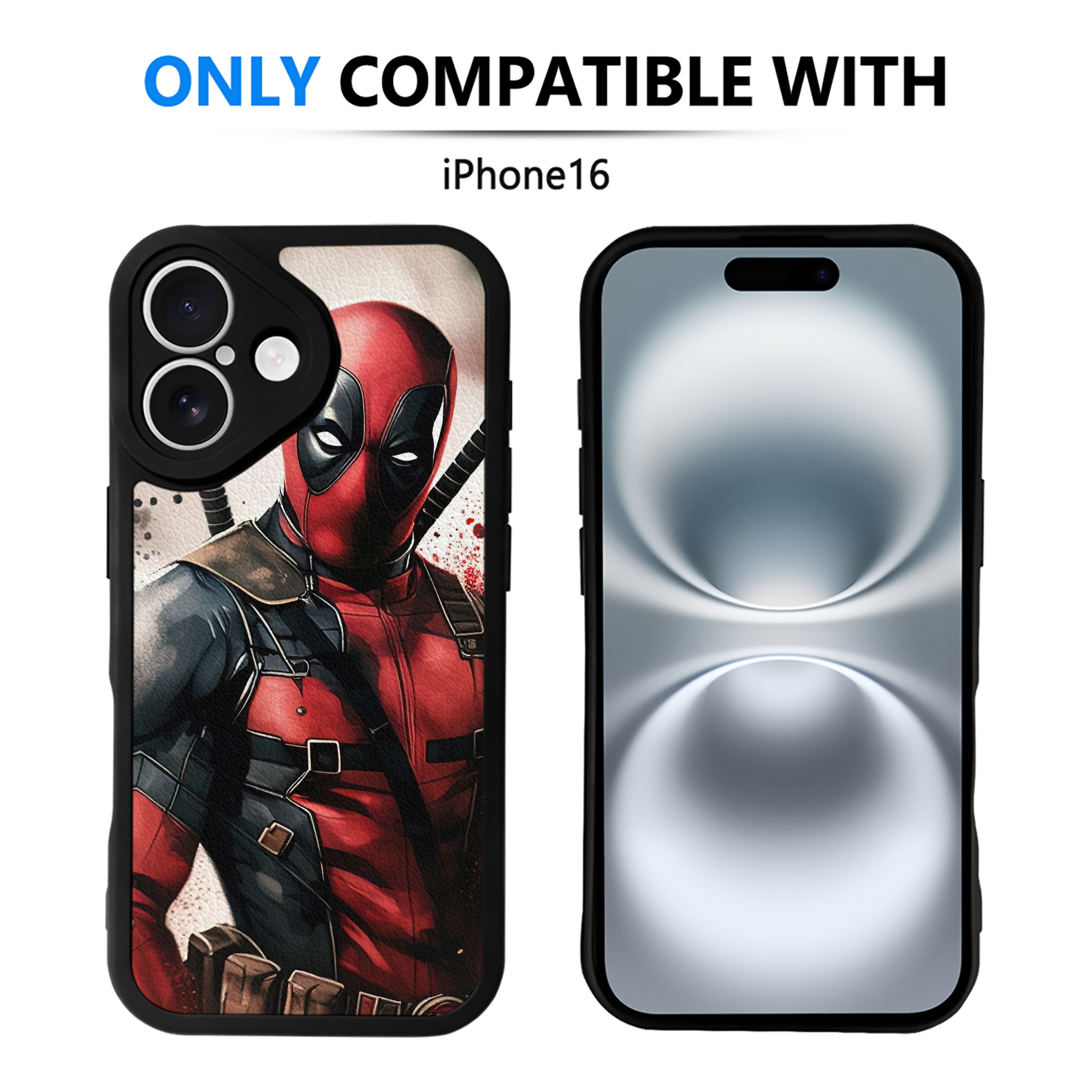 （画像用） Deadpool デッドプール 【iPhone 16シリーズ対応】シリコンスマホケース（レザー調） 材質：シリコン